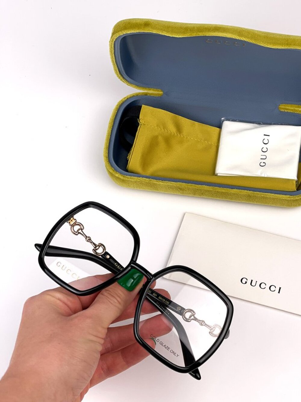 GUCCI GG0890O 001 SHINY BLACK OVERSIZED SQUARE EYEGLASSES